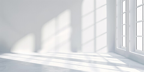 Wall Mural - Abstract empty white room interior with shadow from the window