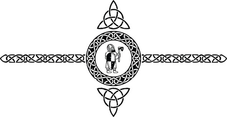 Celtic Pattern Circle Header with Triquetra and Viking Warrior