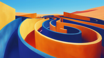 Wall Mural - Abstract labyrinth in Op art style, as an abstract representation of human life