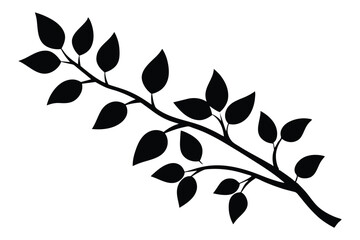 elegant vector silhouette of a leafy branch with multiple leaves, perfect for nature-themed designs,