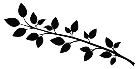 Wall Mural - Elegant Silhouette of a Branch with Leaves in Vector Format - Perfect for Nature, Botanical, and Decorative Designs