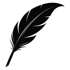 Wall Mural - Elegant Black Feather Silhouette Vector Icon. Minimalistic Design, Perfect for Logos, Decorative Elements, and Artistic Projects.