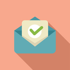 Sticker - Open blue envelope containing a document with a green check mark icon, symbolizing a successful email delivery or a positive response