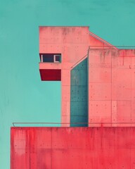 Canvas Print - A red building with a blue sky in the background