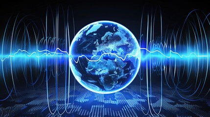 Wall Mural - Global Network Connection: A Digital Earth