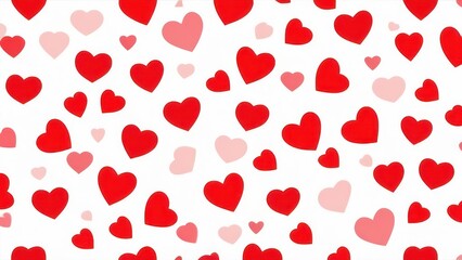 many little red hearts on white background