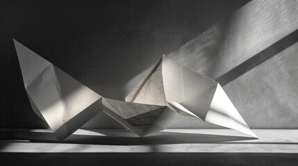 Wall Mural - A sculpture made of paper is sitting on a table