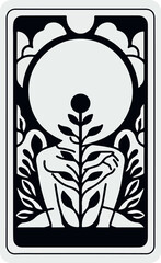 Wall Mural - black and white minimalistic illustration of tarot card