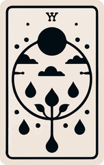 Wall Mural - black and white minimalistic illustration of tarot card