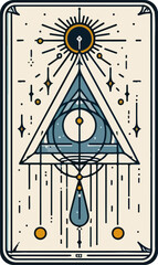 Wall Mural - black and white minimalistic illustration of tarot card