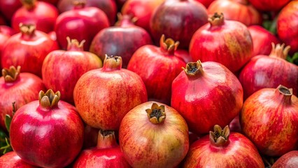 Wall Mural - Many fresh ripe pomegranates as background, closeup