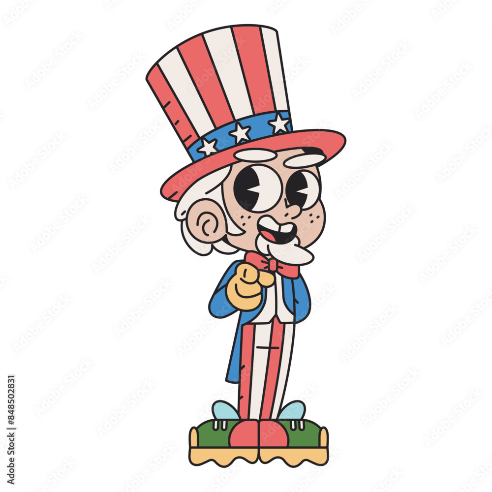 Vector Funny Uncle's Sam Cartoon Celebrate 4th July Illustration ...