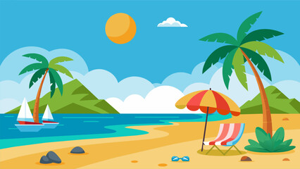 Wall Mural - Summer beach scene banner design background