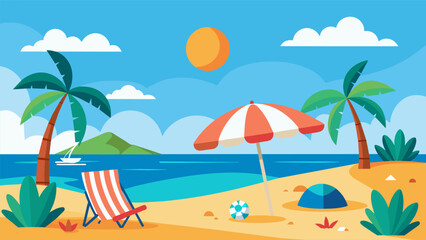 Wall Mural - Summer beach scene banner design background