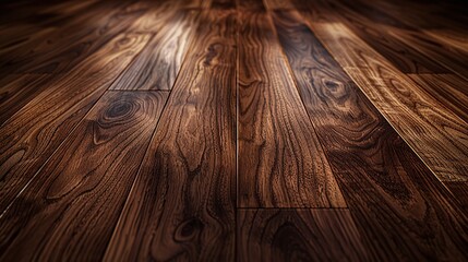 Wall Mural - Dark wooden floor with rich grain texture, rustic
wood surface, ideal for backgrounds or textures, wood texture background