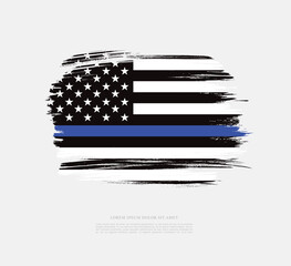 thin blue line american flag, grunge vector graphic design