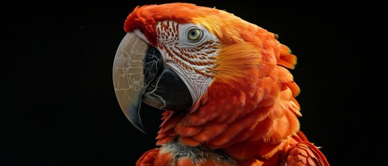 Macaw, with its bright red feathers and tropical allure, captivating visitors at the zoo with its beauty