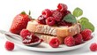 © TheWaterMeloonProjec - Fresh red berries and raspberry strawberry jam on bread in a spoon shown on a white plate against a white background Ideas for healthy snacks and meals
