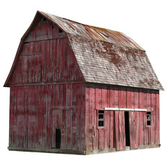 red barn on isolated white background