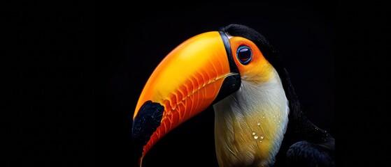 toucan species, adorned with bright feathers and a remarkable beak, symbolizing tropical biodiversity