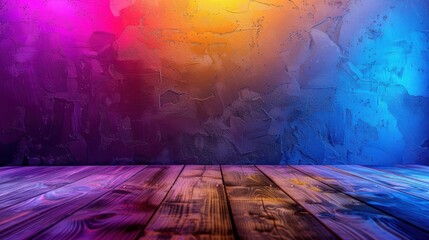 Wall Mural - A colorful background with smoke and a wooden floor.