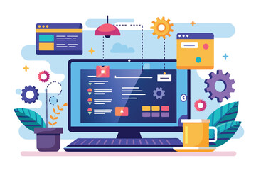 Software engineering coding on the laptop screen