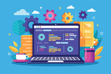 Software engineering coding on the laptop screen
