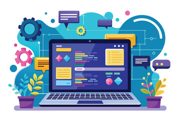 Software engineering coding on the laptop screen