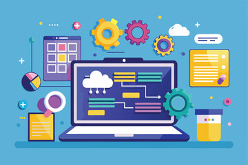 Software engineering coding on the laptop screen