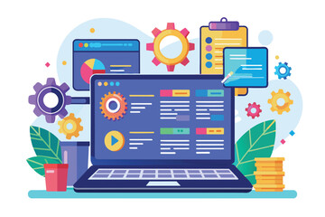 Software engineering coding on the laptop screen