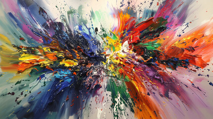 Wall Mural - vibrant abstract painting with explosive color bursts