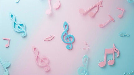 Sticker - create a minimalistic background for a music picture elemts in a pastel color palette 