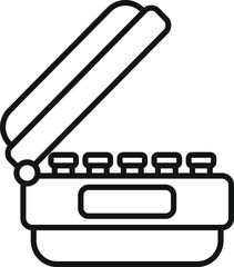 Sticker - Linear icon of an open container with handle, typically used for delivering food