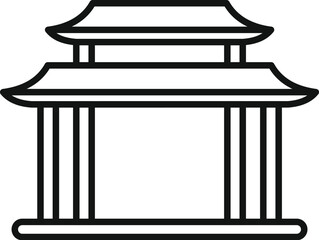 Poster - simple line art icon of a traditional japanese shinto shrine gate building