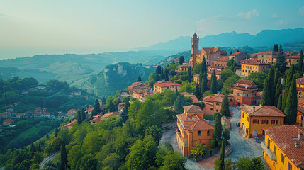 Wall Mural - Typical travel scene of San Marino city skyline