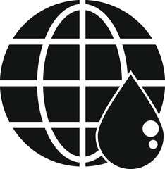 Poster - Black and white icon symbolizing global water scarcity, emphasizing the need for water conservation and sustainable practices