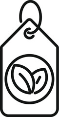 Sticker - Line icon of a tag showing two leaves, representing a product's commitment to sustainability and environmental responsibility