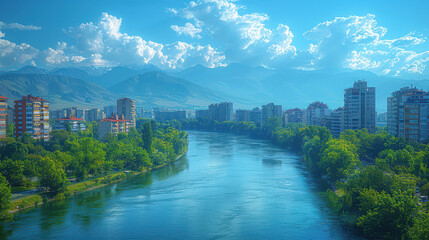 Wall Mural - Skopje, North Macedonia created with Generative AI technology