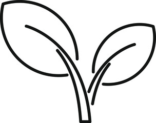 Sticker - Simple black line drawing of a plant sprout growing with two leaves