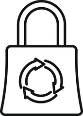 Canvas Print - Line drawing of a reusable shopping bag featuring a recycling symbol, promoting sustainability