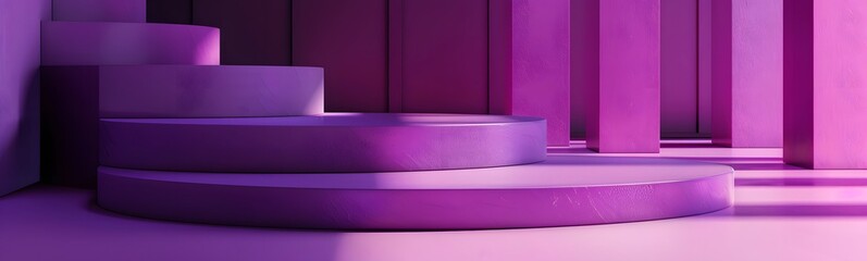 Wall Mural - minimal purple podium and scene with 3d render vector in abstract background composition, 3d illustr
