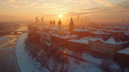 Wall Mural - Vilnius, Lithuania city skyline created with Generative AI technology