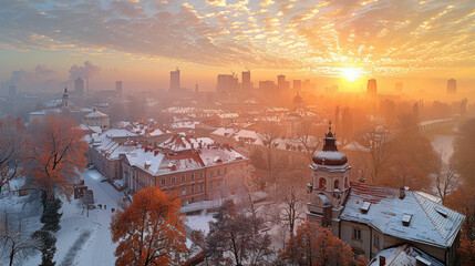 Wall Mural - Vilnius, Lithuania city skyline created with Generative AI technology