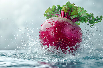 A red apple splashes into clear water, creating bubbles