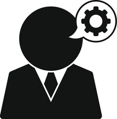 Sticker - Black and white silhouette of a businessman thinking about a work process