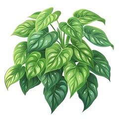 A philodendron clipart, house plant element, vector illustration, green, isolated on white background