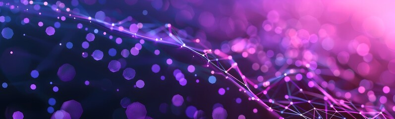 Wall Mural - Abstract purple background with connecting dots and lines. Structure and communication. Plexus effect. Abstract science geometrical network background. 
