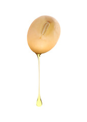 Wall Mural - Cooking oil dripping from soybean on white background