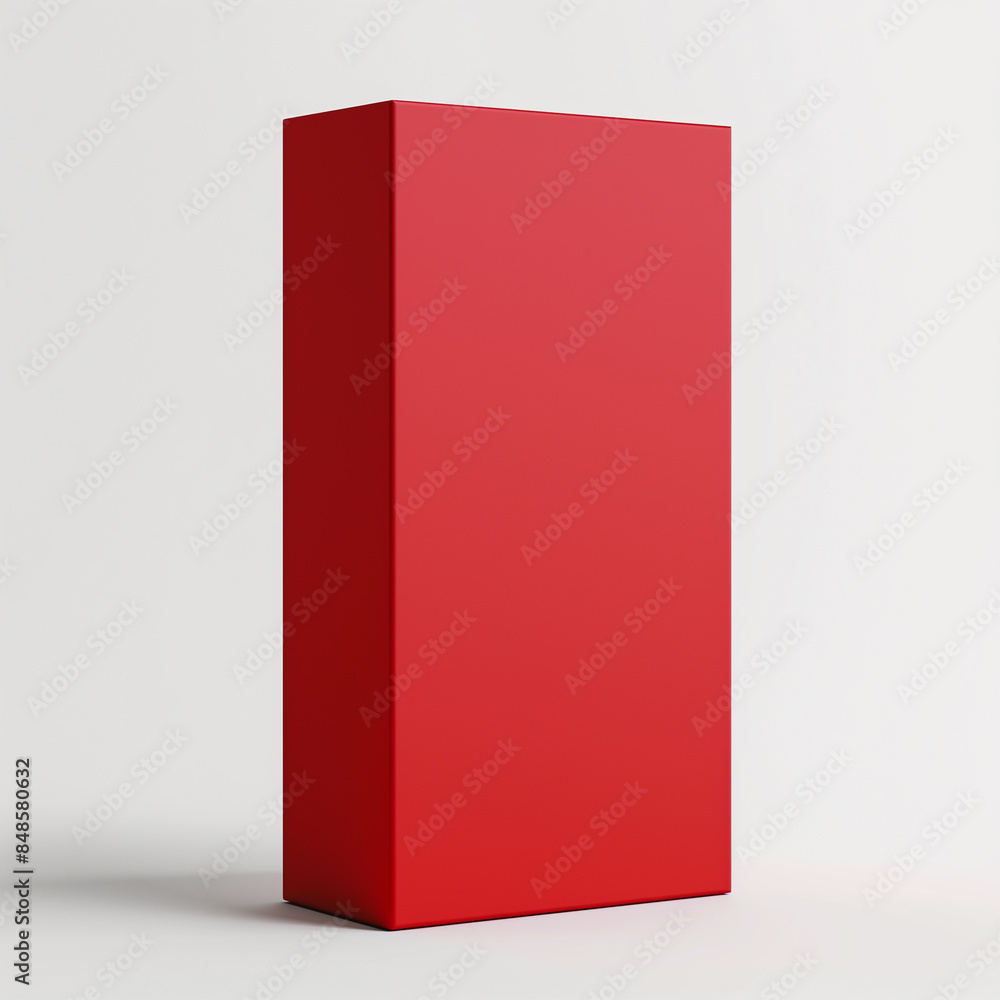 Rectangle luxury red box mock up standing on white background Stock ...