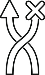 Sticker - Minimalist line art icon of two crossed arrows, one with a checkmark and the other pointing up, representing a choice between opposite directions